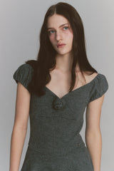 Rose Flare Dress Charcoal