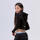 Logo Crop Hoodie Black