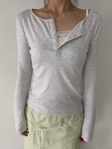 Breeze CottonModal HenryNeck T-Shirt (Bio-Washing) - Light Melange