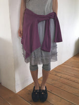 Rie Layered Banding Mesh Midi Skirt