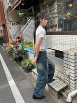 リブハーフネックTシャツ (4C)