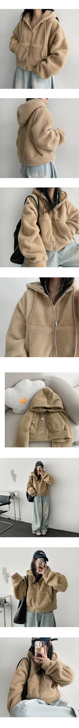 Liwen Mink fur half-crop hooded zip-up
