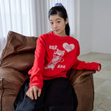 HEART CAT SWEATSHIRTS (RED)