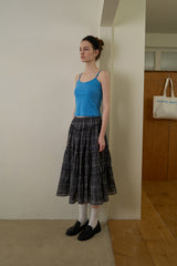 Check frill skirt