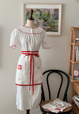 Cherry embroidery apron double-layer fabric red point