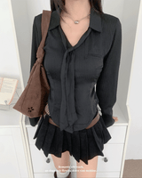 Vella Romantic Silky Slim Tie Blouse (4 colors)