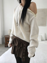 Unbal zipper loose knit