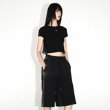 [ULKIN] Bleach Washing Stud Bermuda Sweat Shorts_Black
