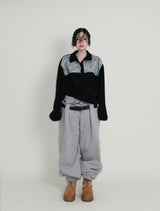 Femme Flower Pattern Quilted Fleece Long Sleeve T-Shirt (Button Detail)