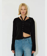 BUTTON HALTER NECK TOP