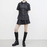 Lizzia デニムツーウェイシャツ + ショーツセット