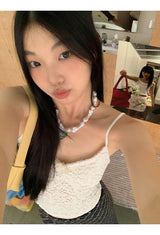 French Design Lace Sleeveless T-shirt
