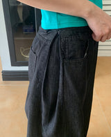 Maroon Side Button Wide Denim Pants
