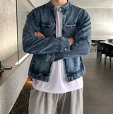 Biwon Washed Biker Denim Jacket