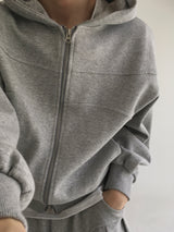 curved hood zip up(2colors)