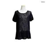 (2color) Dot Star Frill Mesh Half Sleeve Tee
