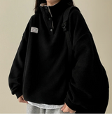Sung high neck color scheme snap tab fleece anorak sweatshirt