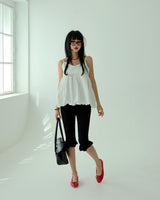 Frill Half-length Ribbed Leggings Pants