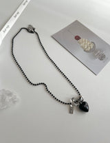 blo black chic stainless steel bold heart county line layered long necklace
