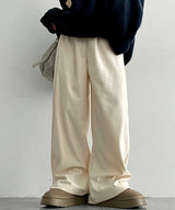 Clam corduroy pintuck wide pants