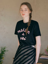 MAISON DE ROLA EMBROIDERY T-SHIRT BLACK