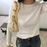 プロミラウンドネックベーシックソリッドロングスリーブTシャツ (5 Colors)