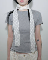 Diamond sheer lace scarf_ white