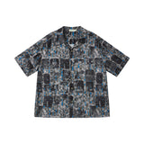 Striped print short-sleeved loose vintage shirt