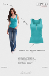 Turkish mint button sleeveless top