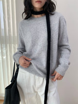 [High-Quality Line] カシミヤウール ソフトプルオーバー長袖ニットウェア