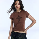 CROSS TEE_BROWN