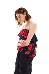 FLUTTER FRILL TOP SKIRT / RED