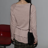 Riffon frill strap round long-sleeved T-shirt