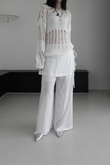 chiffon wrap skirt layered pants (2color)