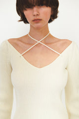 V NECK STRAP KNIT