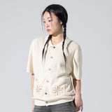 XTK152 Cuban Cara Short Sleeve Knit Cardigan (IVORY)
