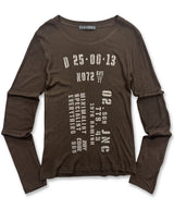 Stencil Numbering Long Sleeve Tee_Brown