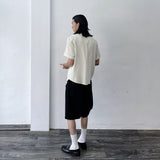 Muted Oat Crinkle Short Sleeve Shirt