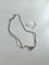 um Pearl Stainless Steel Two Lines Hip Bold Ball Layered Short Choker Wedding Necklace