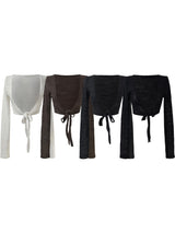 slub crop strap knit cardigan (4color)