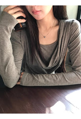 Cozy Soft Shirring Long Sleeve T-shirt