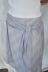 Layered Check Wrap Midi Skirt (Gray)