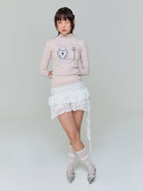 オープンユアハートタートルネックTシャツ - ピンク
