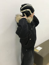 モアステッチボアファーフーディドジャンパー (2c)