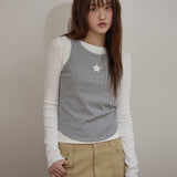 Star Cut Out Top SET Layered T-shirt