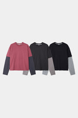 Slub crop layered tee