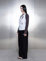 ANTIQ CROSS PONY LONG RAGLAN V-NECK SLEEVE T