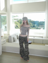 flower camo straight jeans