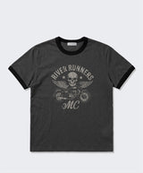 エッセンシャルスタンダード半袖リンガーTシャツ モーターサイクル チャコール