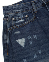 Part Blue Wash Distressed Denim